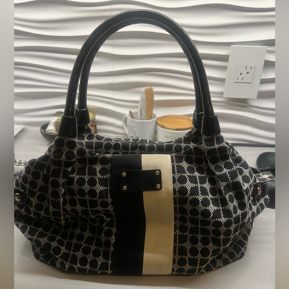 Kate Spade Black and Cream Geometric Shoulder Bag